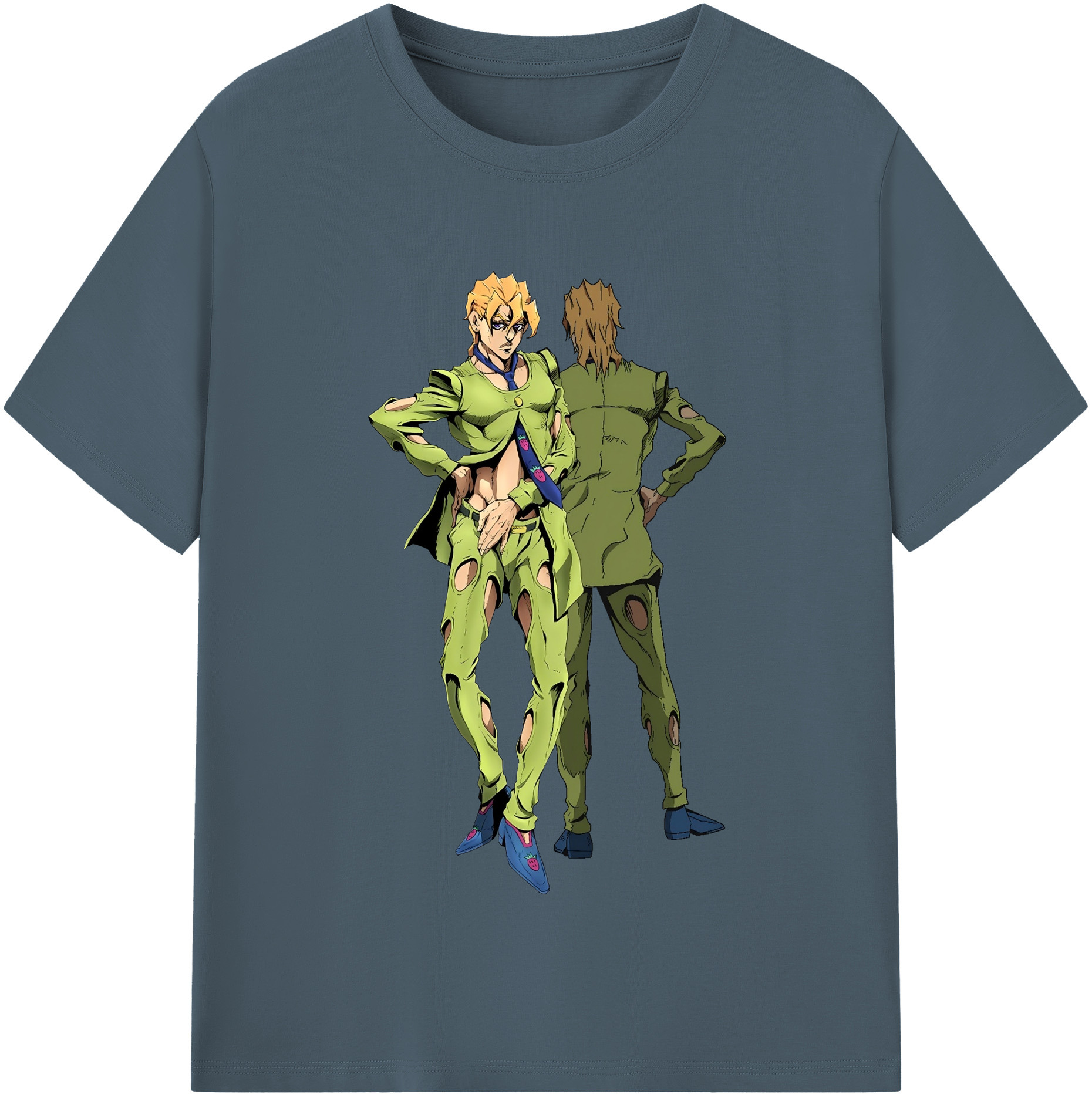 （画像用） ジョジョの奇妙な冒険 パンナコッタ?フー JoJo's Bizarre Adventure Pannacotta Fugo 綿100％半袖Tシャツ（フロントプリント）